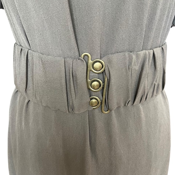 3.1 Philip Lim Silk Dress Size 8 Short Sleeve Belted A-Line Mini Pockets Taupe - Picture 8 of 14